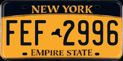 NY license plate FEF2996