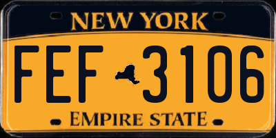 NY license plate FEF3106
