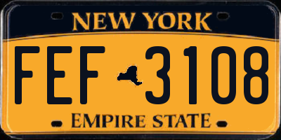 NY license plate FEF3108