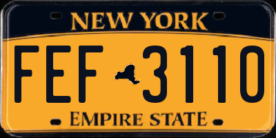 NY license plate FEF3110