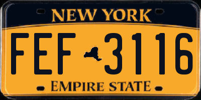 NY license plate FEF3116