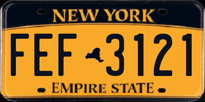 NY license plate FEF3121