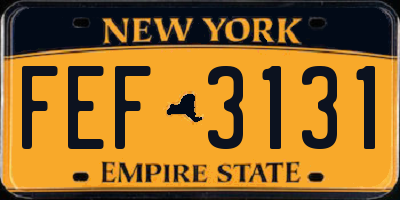 NY license plate FEF3131