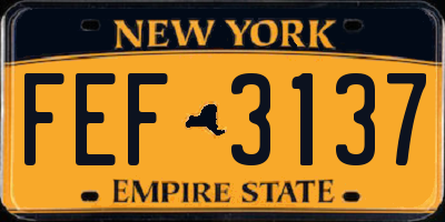 NY license plate FEF3137