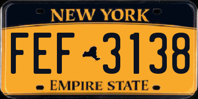 NY license plate FEF3138