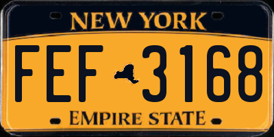 NY license plate FEF3168