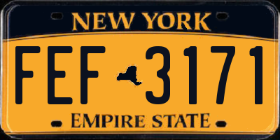 NY license plate FEF3171