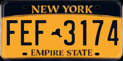 NY license plate FEF3174