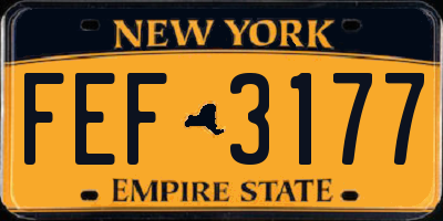 NY license plate FEF3177