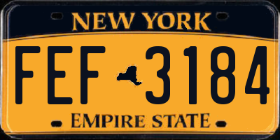 NY license plate FEF3184
