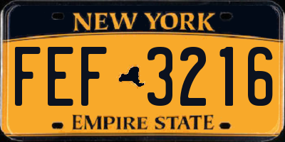 NY license plate FEF3216