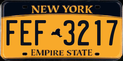 NY license plate FEF3217