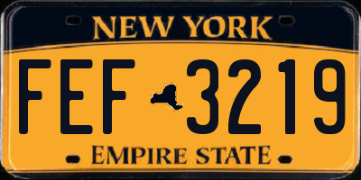 NY license plate FEF3219