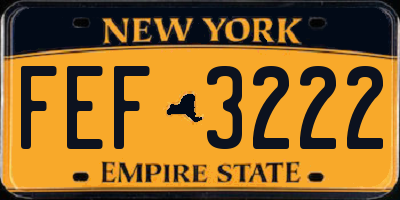 NY license plate FEF3222