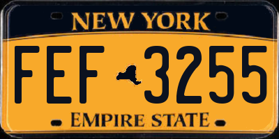 NY license plate FEF3255