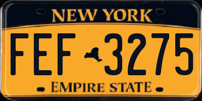 NY license plate FEF3275