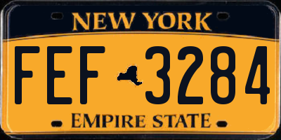 NY license plate FEF3284