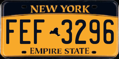 NY license plate FEF3296