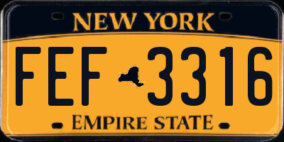 NY license plate FEF3316