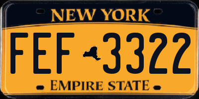 NY license plate FEF3322
