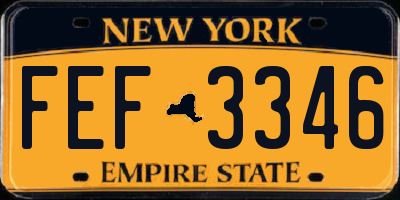 NY license plate FEF3346
