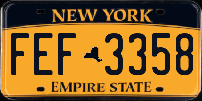 NY license plate FEF3358