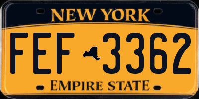 NY license plate FEF3362