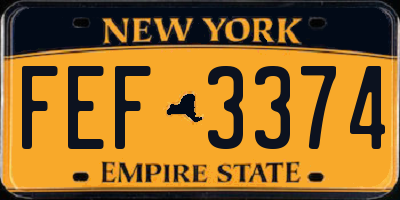 NY license plate FEF3374