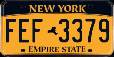 NY license plate FEF3379