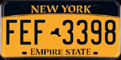 NY license plate FEF3398