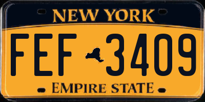NY license plate FEF3409