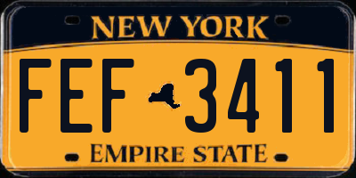 NY license plate FEF3411