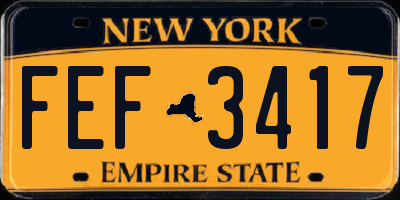 NY license plate FEF3417
