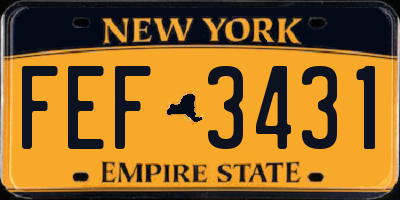 NY license plate FEF3431