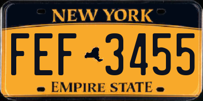 NY license plate FEF3455