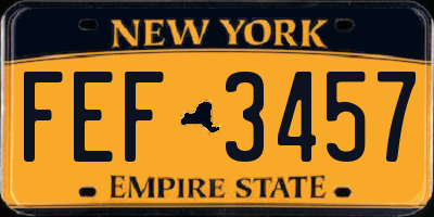 NY license plate FEF3457
