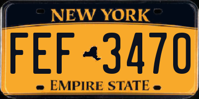 NY license plate FEF3470