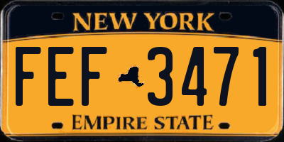 NY license plate FEF3471
