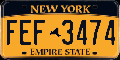 NY license plate FEF3474