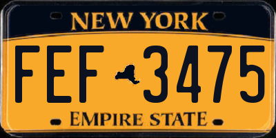 NY license plate FEF3475