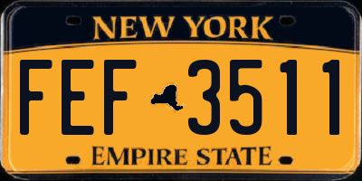NY license plate FEF3511