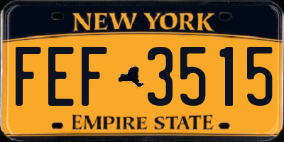 NY license plate FEF3515