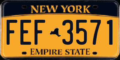 NY license plate FEF3571