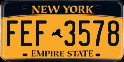NY license plate FEF3578
