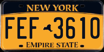 NY license plate FEF3610