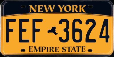 NY license plate FEF3624