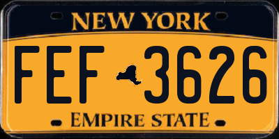 NY license plate FEF3626