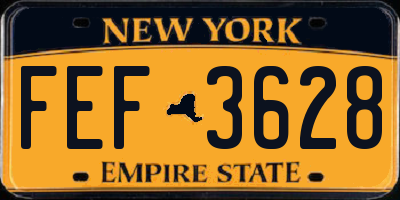NY license plate FEF3628