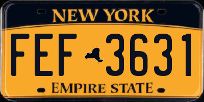 NY license plate FEF3631