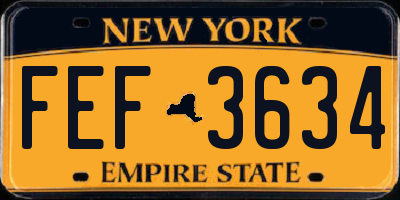 NY license plate FEF3634